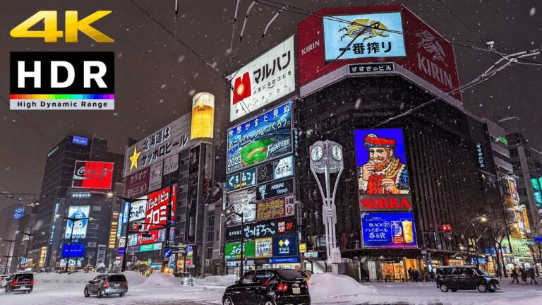 4K HDR // Walk in Heavy Snowstorm – Sapporo, Hokkaido